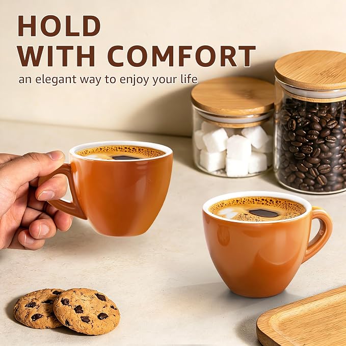 Pilnocok Espresso Cups Set of 2, 2.5 oz / 75 ml Demitasse Espresso Mugs - Image 6