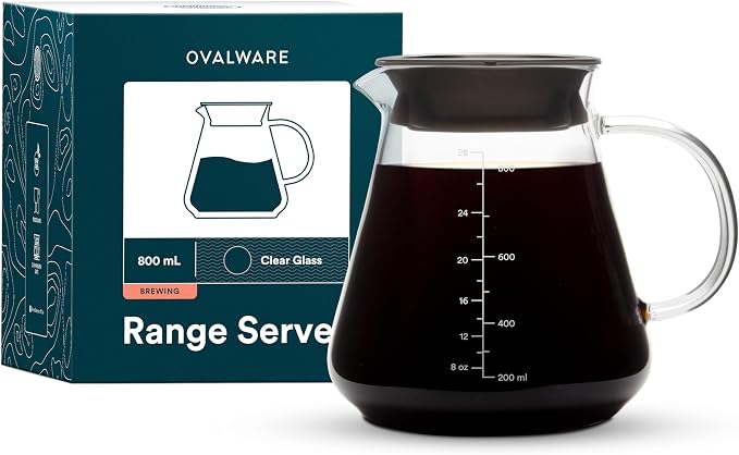 Glass Range Coffee Server For Pour Over Coffee & Tea - 800ml/27oz Ovalware by Ovalware