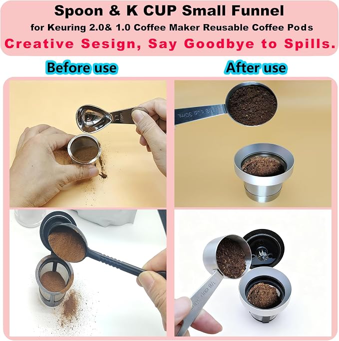 Reusable K Cup Refill Kit, 304 Stainless Steel 30ML Coffee Scoop & Aluminum - Image 5