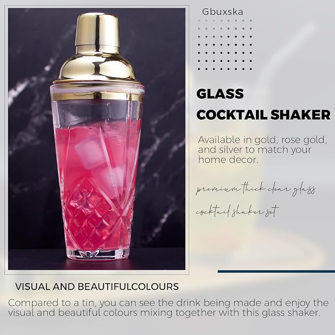 Cocktail Shaker, 14.5 Oz Glass Drink Shakers Cocktail - Image 4