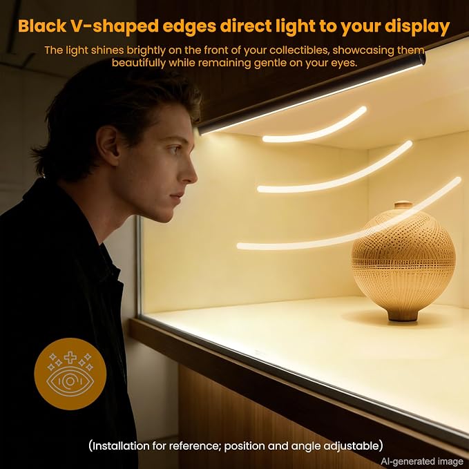 Black Shelf Lights, LED Bookcase Lighting Compatible - Image 4