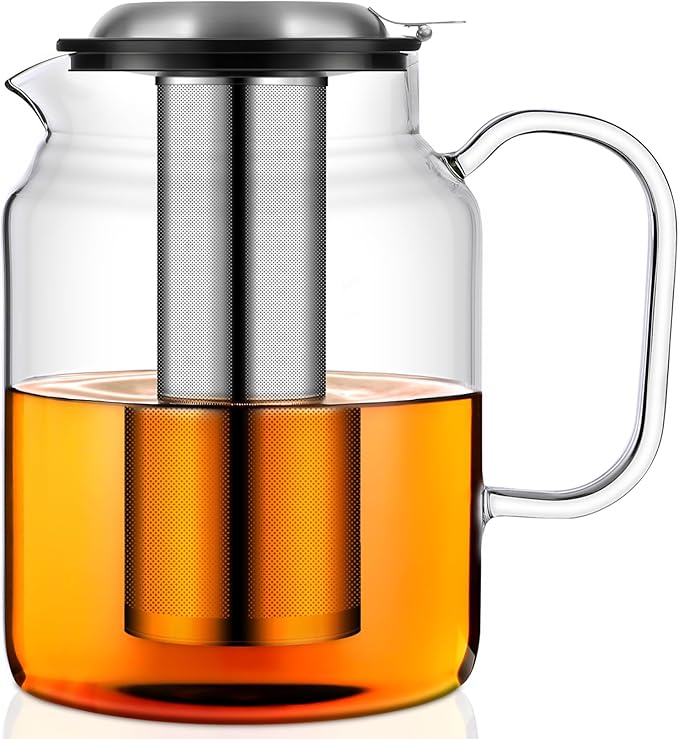 Aquach 85oz Glass Teapot with Infuser, Stovetop Safe Borosilicate Tea Pot | by Aquach