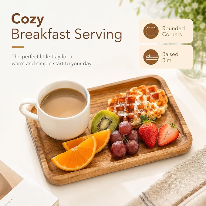 Small Wood Tray Acacia Wood Serving Trays Mini Rectangle Wooden-Tray Dispenser - Image 5