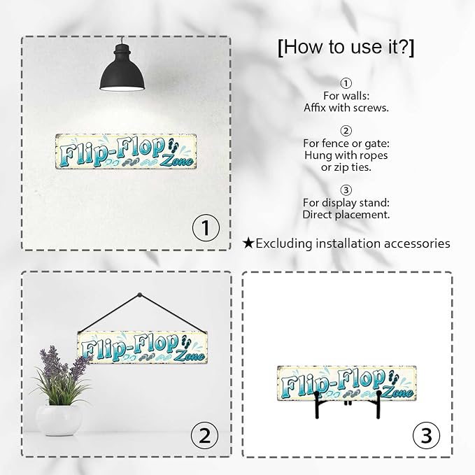 Flip Flop Zone Tin Sign Vintage Metal Sign Retro Wall Art Poster Rustic Hanging - Image 3