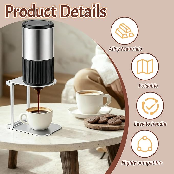 Portable Coffee Maker Stand, Foldable Aluminum Pour Over Coffee Dripper Holder - Image 3