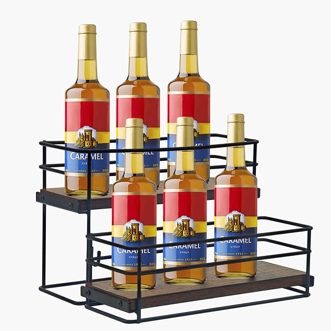 6 Bottle Coffee Syrup Rack Organizer 2 Tier Syrup Holder Stand by Unknown