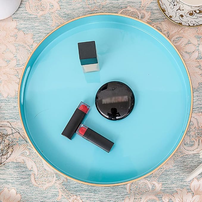 MAONAME 13-inch Light Blue Round Tray, Modern Decorative Tray - Image 6
