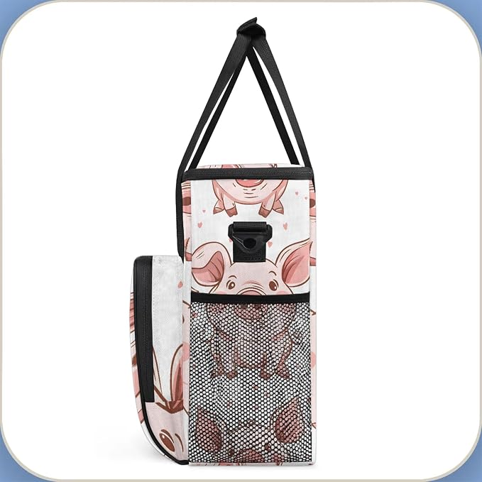 Cute Animal Pig Coffee Maker Carring Bag, Large Insulated Storage Organizer - Image 4