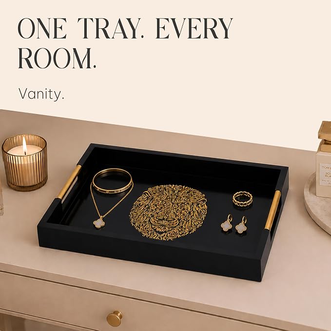 Modern Serving Tray with Lion Design, Ottoman Tray, Tea and Coffee Table Platter - Image 11