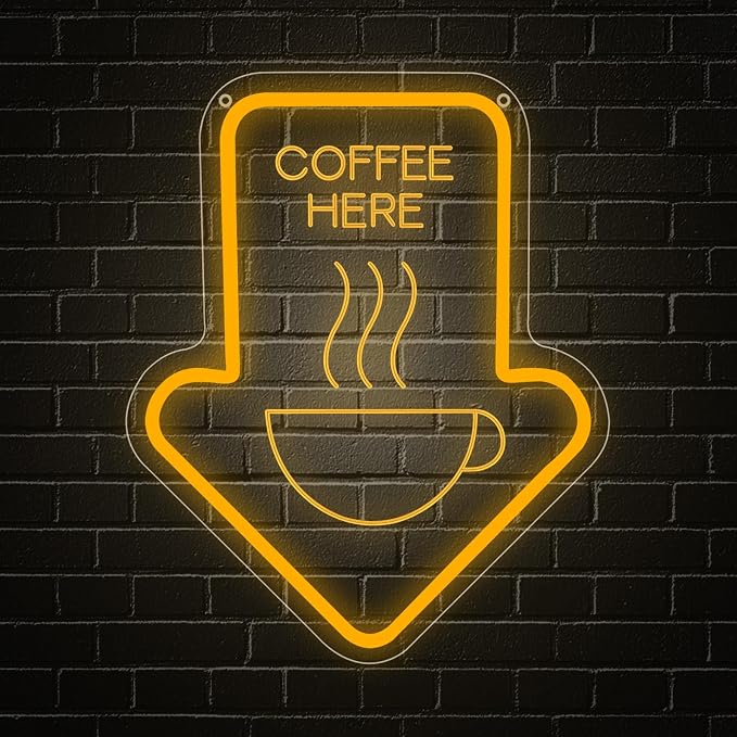 Coffee Neon Sign, Coffee Here Led Neon Light Signs by Unknown