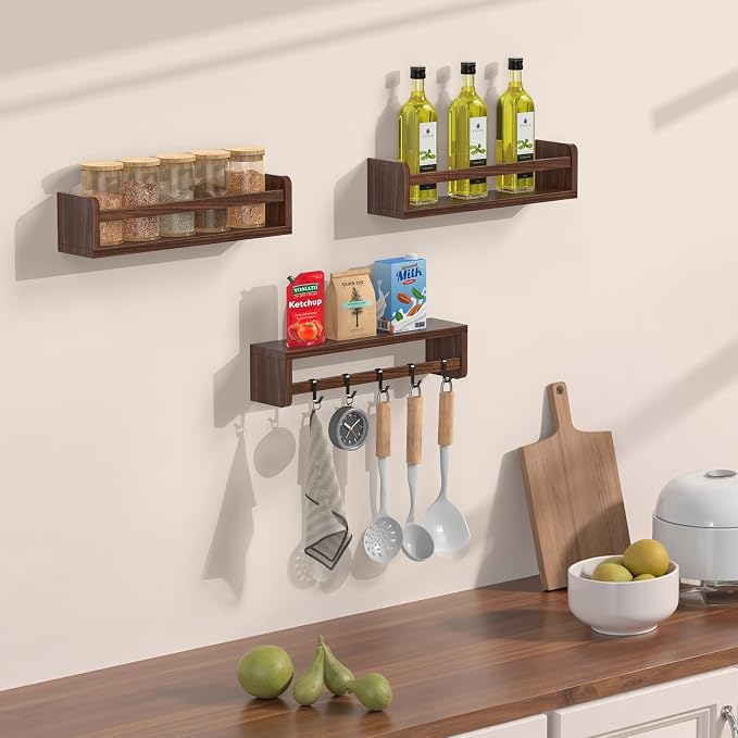 Floating Wall Nursery Book Shelves, 16.5 Inch, Walnut Color, Wall Mounted - Image 4