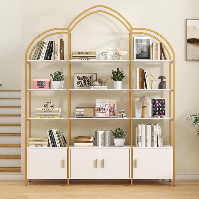 Arched Bookshelves and Bookcases: Triple Wide 5-Tier Large Open Bookshelf - Image 9