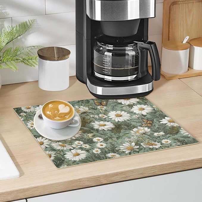 Coffee Mat Coffee Bar Station Maker Machine Pot Table Spill Mat Leather - Image 5