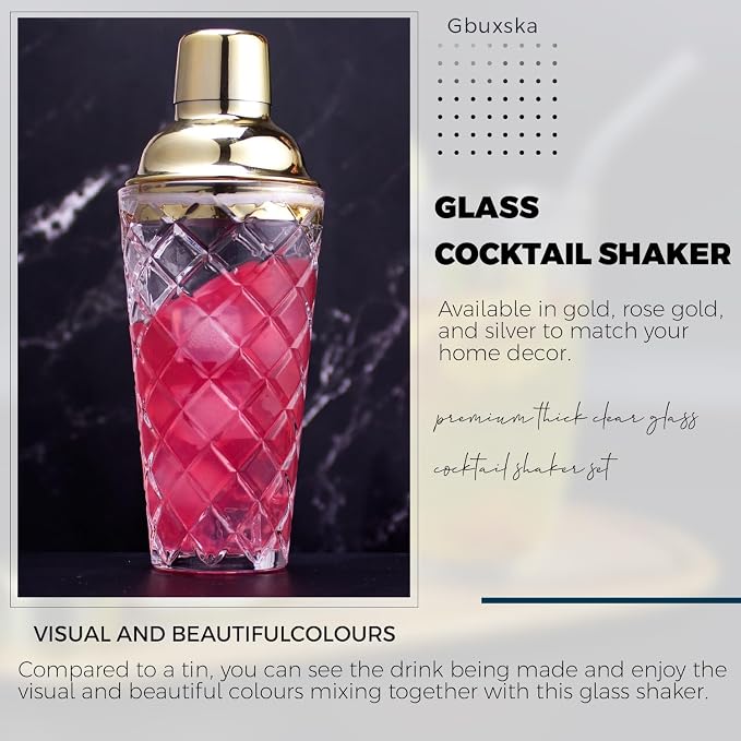 Glass Cocktail Shaker 14.2oz, Martini Shaker, Drink Shaker - Image 4