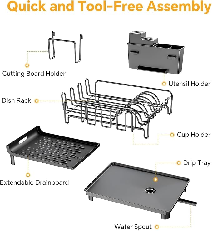 Simple Trending Extendable Dish Drying Rack, Dish Strainer - Image 5