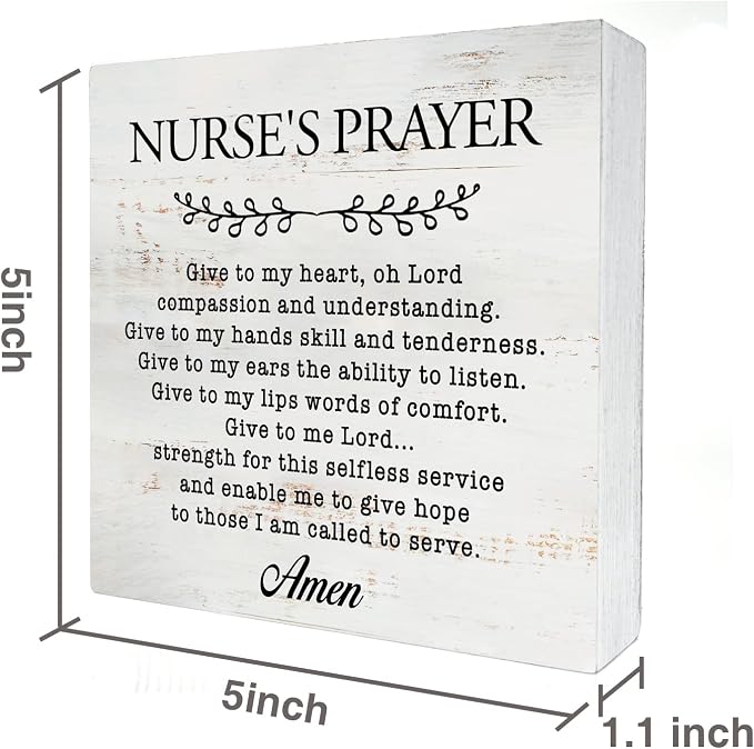 Nurse's Prayer Wood Box Sign Home Decor Rustic Nurse Wooden Box Sign Block - Image 2