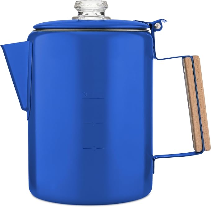 COLETTI Bozeman Blue Percolator Coffee Pot — Camping Coffee Makers — Camping’s by COLETTI