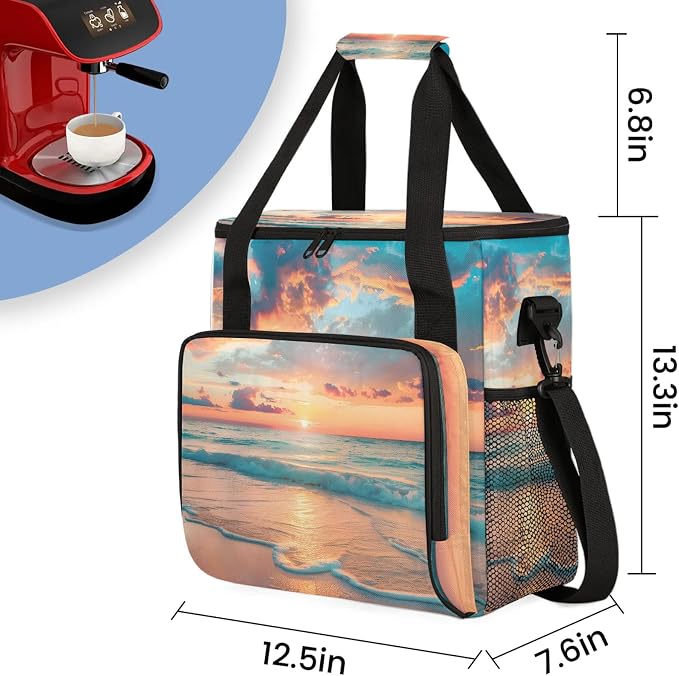 Ocean Beach Sunrise Sunset Coffee Maker Carring Bag, Large Insulated Storage - Image 2