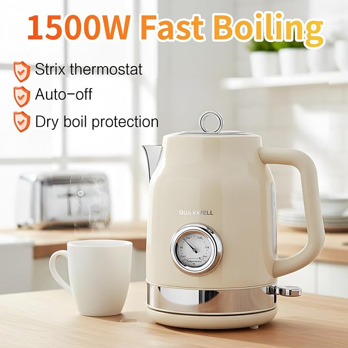 Retro Electric Kettle, 1.7L 304 Stainless Steel Tea Kettle - Image 3