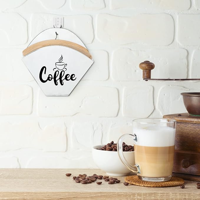 Yalikop Cone Coffee Filter Holder Farmhouse Filter Storage Container Wall-mount - Image 2