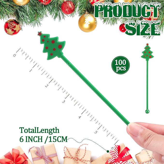 Chengu 100 Pcs Winter Drink Stirrers Xmas Stir Sticks Bulk Holiday Coffee - Image 2