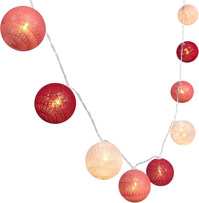 Gardeningwill 3M/10Ft 30 Red White Ball LED Battery Operated String Fairy Light by Gardeningwill