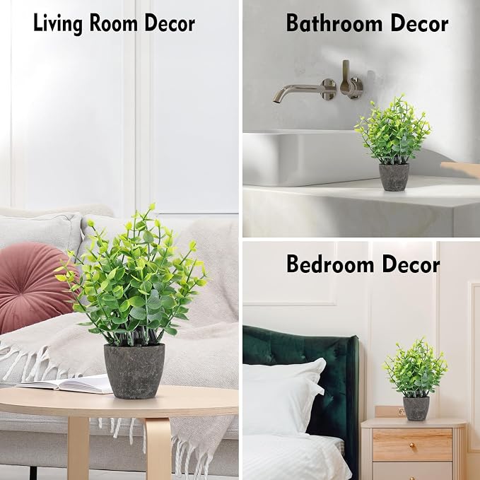 FAVOWREATH 2 Pack Fake Plants Ceramic Mini Artificial Greenery Potted Plants - Image 4