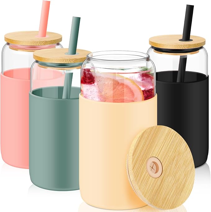 FillTouch 4 Pack 16 oz Glass Cups by FillTouch