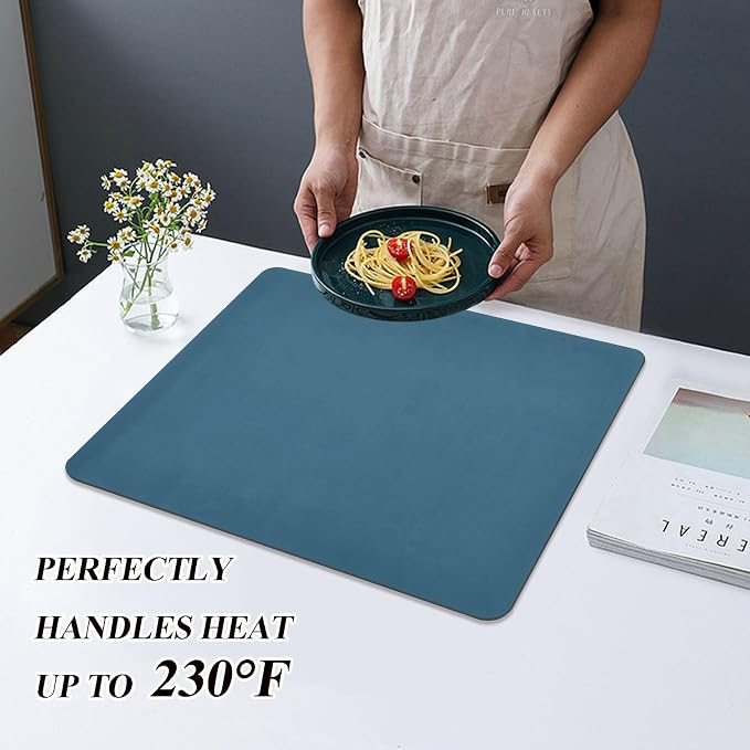 Caribbean Blue Dish Drying Mat for Kitchen Counter No-slip Rubber Bottom Dish - Image 5