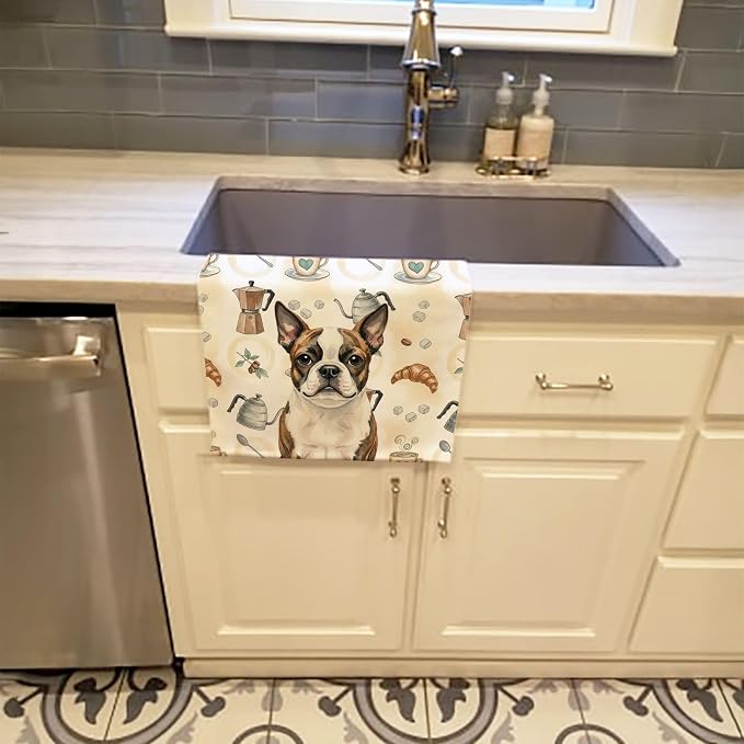 Caroline's Treasures Brindle Boston Terrier Coffee Bar Kitchen Towel Velour - Image 2