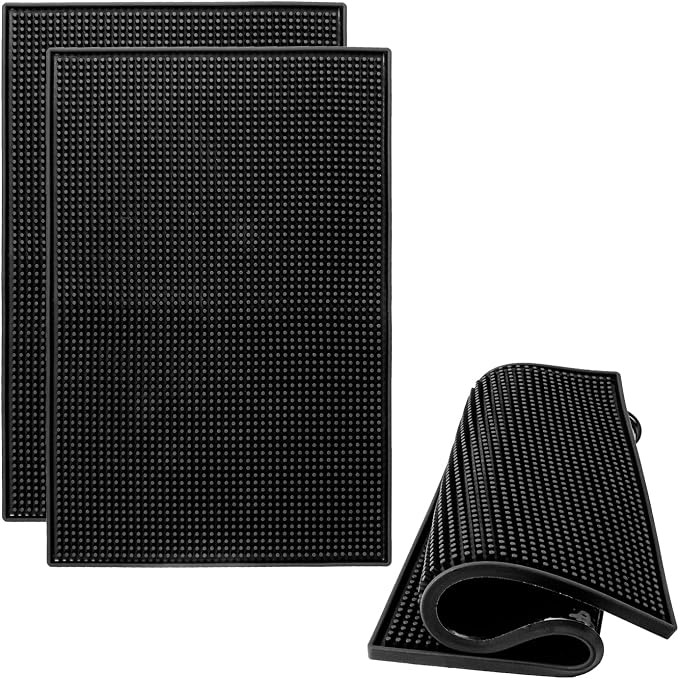 3 Pack 12 x 18 Inch Black Rubber Bar Mats, Rubber Bar Mat, Anti-Slip Bar Spill by IHDYPPEW