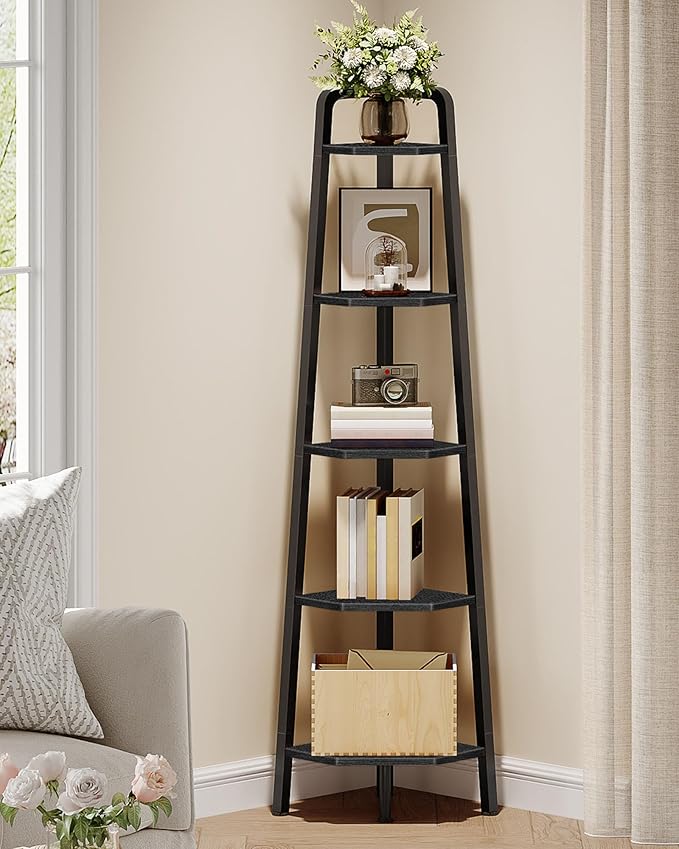 CHOEZON Corner Shelf, 5-Tier Ladder Corner Shelf, Ladder Bookshelf, 59.6" Tall by Choezon
