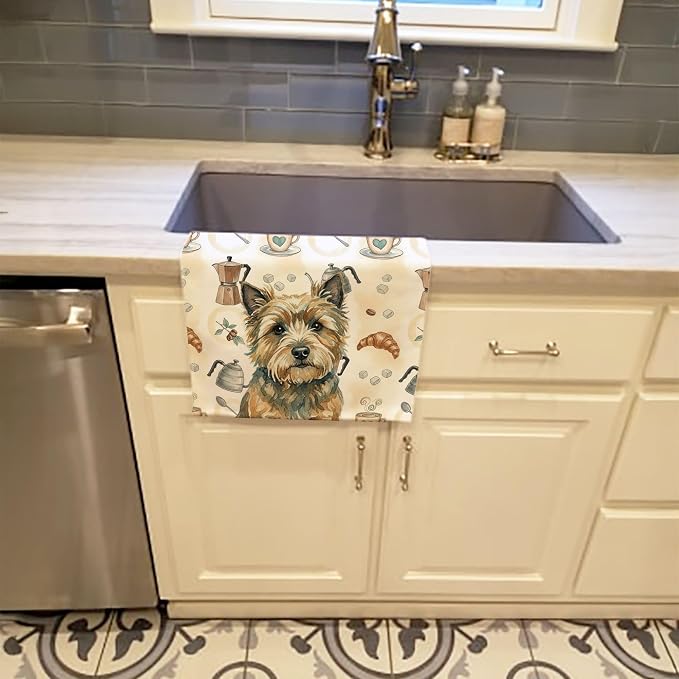 Caroline's Treasures Cairn Terrier Coffee Bar Kitchen Towel Velour Plush Front - Image 2