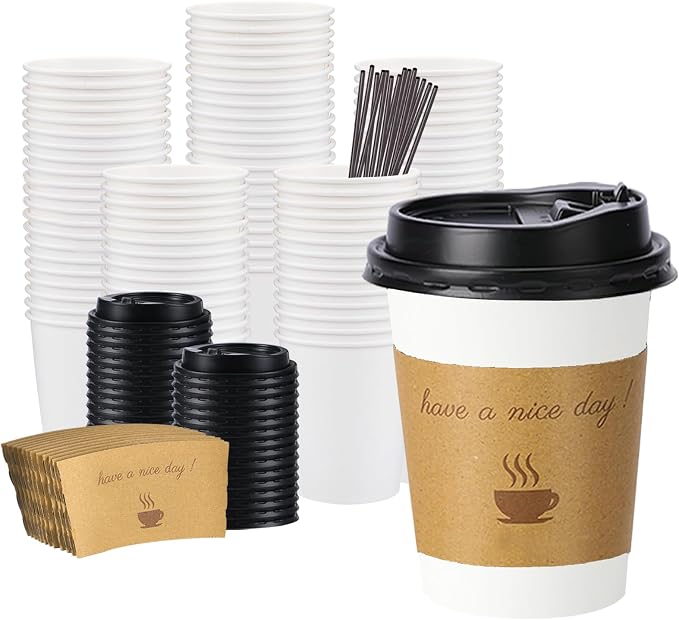 BYSNOW 100 pack 12 oz Disposable Thickened Coffee Cups by BYSNOW