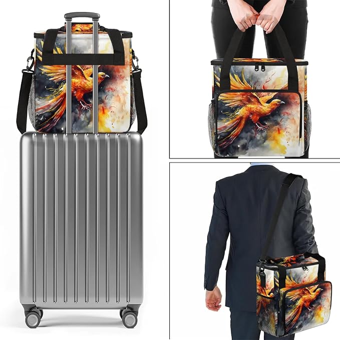Phoenix Bird Coffee Maker Carring Bag, Large Insulated Storage Organizer Case - Image 7