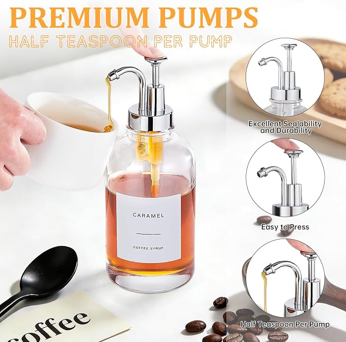 Coffee Syrup Dispenser Coffee Bar Accessories 16.9 oz Syrup Dispenser - Image 4