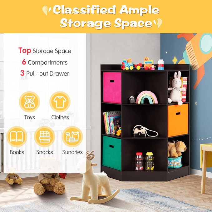 HONEY JOY Kids Toy Storage Organizer, 9-Cubby Toy Bin Organization Storage - Image 4