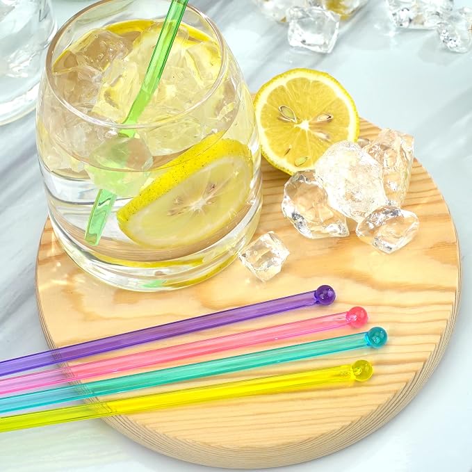 hapray 100-PCS 5 Color Plastic Swizzle Sticks, Crystal Cake Pops, Cocktail - Image 2