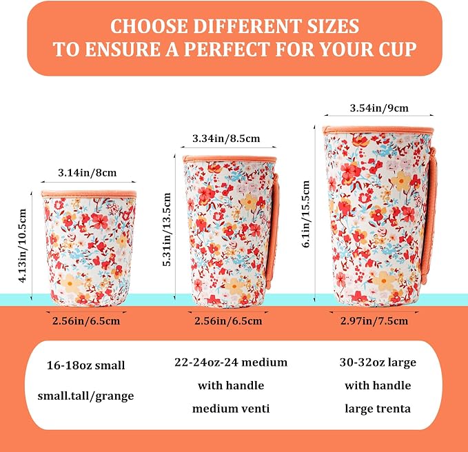 KJQJLY 3 Pack Reusable Iced Coffee Sleeves - Image 2