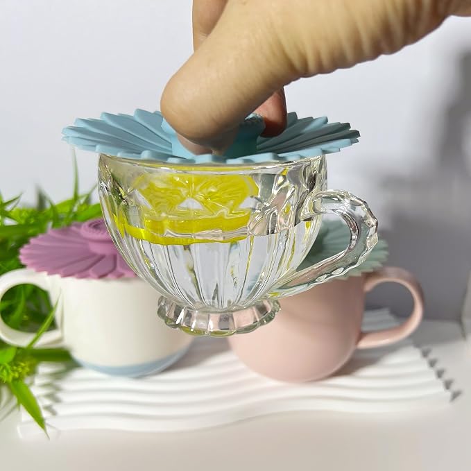 Sunflower Silicone Cup Covers, Flexible Mug Covers, Tea Pots, Hot Cup Lids - Image 5
