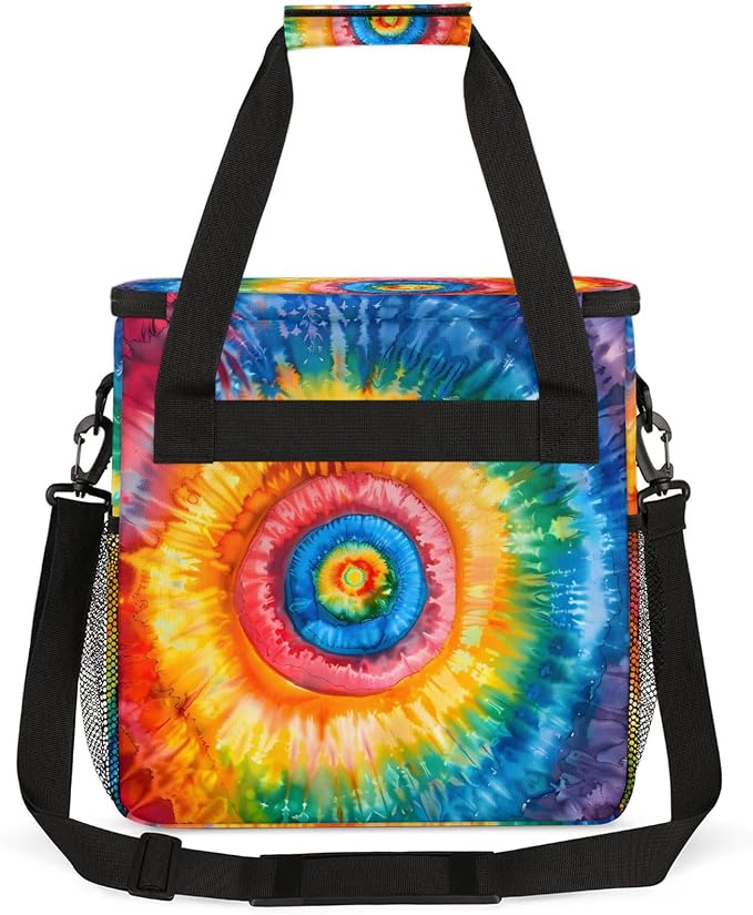 Tie Dye Colorful Rainbow Retro Coffee Maker Carring Bag, Large Insulated - Image 5