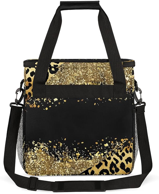 Brown Leopard Cheetah Coffee Maker Carring Bag, Large Insulated Storage - Image 6