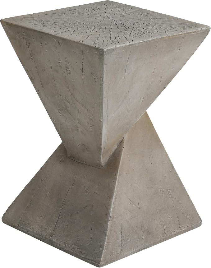 Modern Side Table, 18 inch Tall Sculptural Hourglass End Table in Light Gray - Image 5