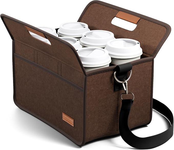 Fluxynara 6-Cup Reusable Felt Drink Carrier by FLUXYNARA