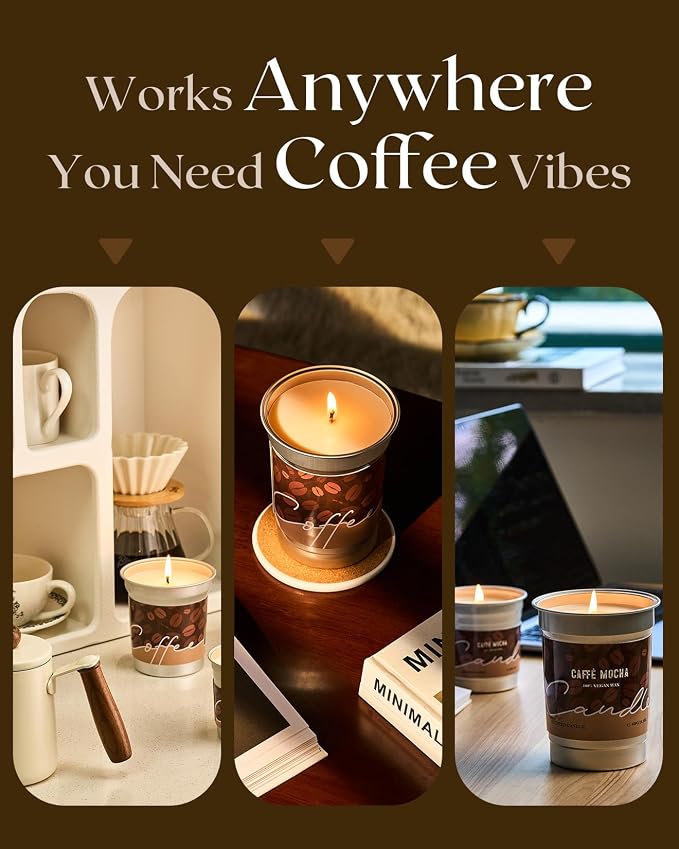 M&SENSE Mocha Coffee Scented Candles 16.2oz | 100 Hours Slow Burn, Soy Organic - Image 6