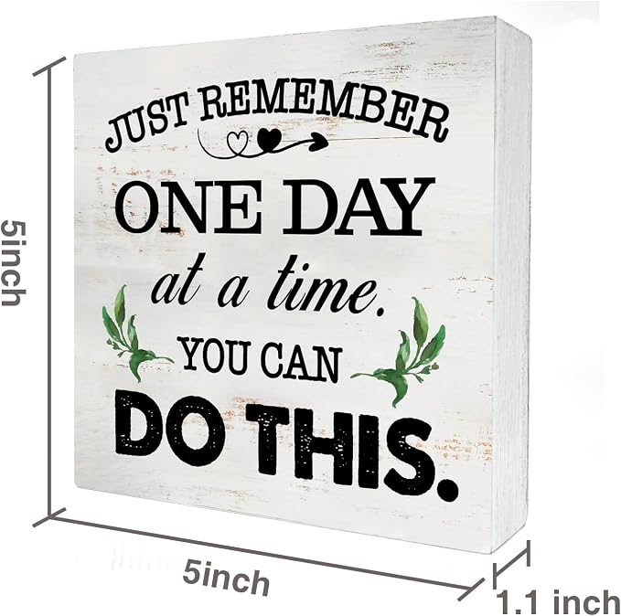 Just Remember One Day at a Time Wood Box Sign Home Decor Rustic Inspirational - Image 2