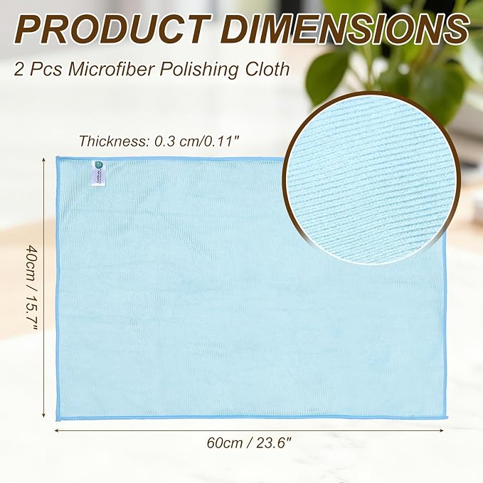 uxcell 2Pcs Glass Polishing Cloth, 23.6x15.7 Microfiber Cleaning Cloths Lint & - Image 2