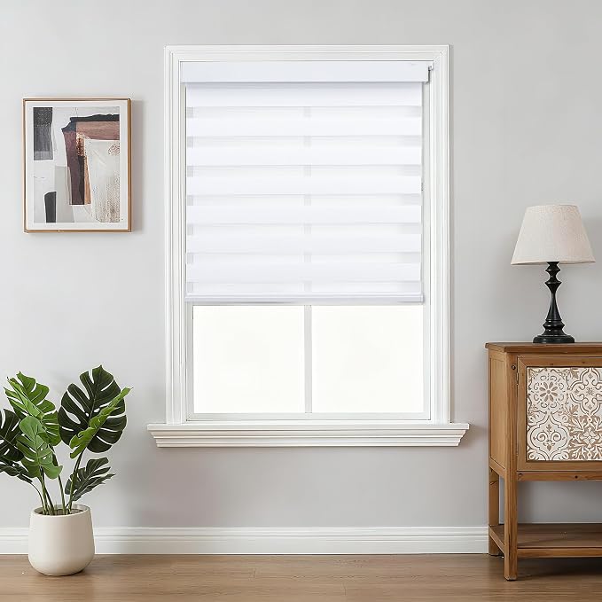 Joydeco No Drill Zebra Blinds for Windows, Cordless Day & Night Dual Sheer - Image 2