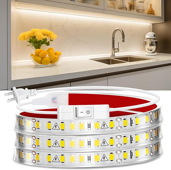 maylit Under Cabinet Strip Lighting Plug in 60in, Ultra Bright Small LED Light by maylit