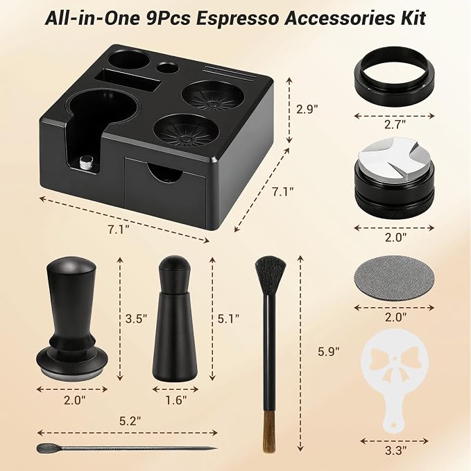 51mm Espresso Accessories Kit, Espresso Knock Box and Tamping Station, Coffee - Image 2